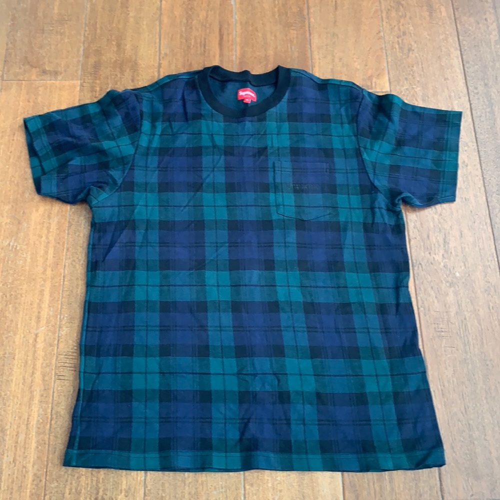 Supreme blue/green plaid short sleeve shirt